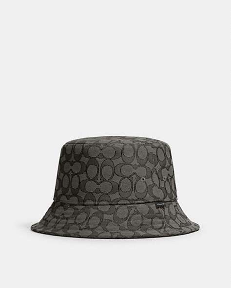 COACH®,SIGNATURE JACQUARD BUCKET HAT,Charcoal,Front View