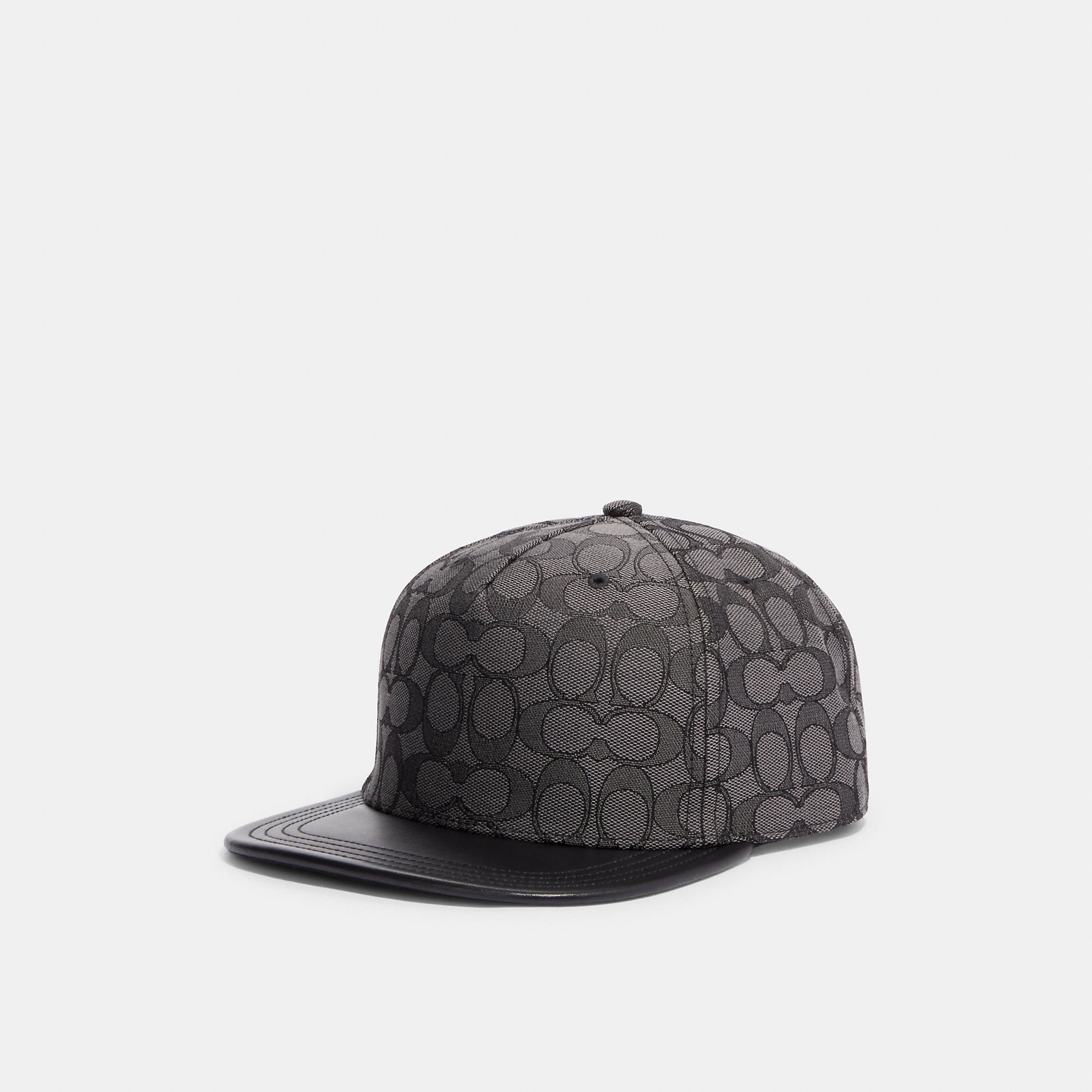 Shop Coach Outlet Signature Jacquard Flat Brim Hat In Grey