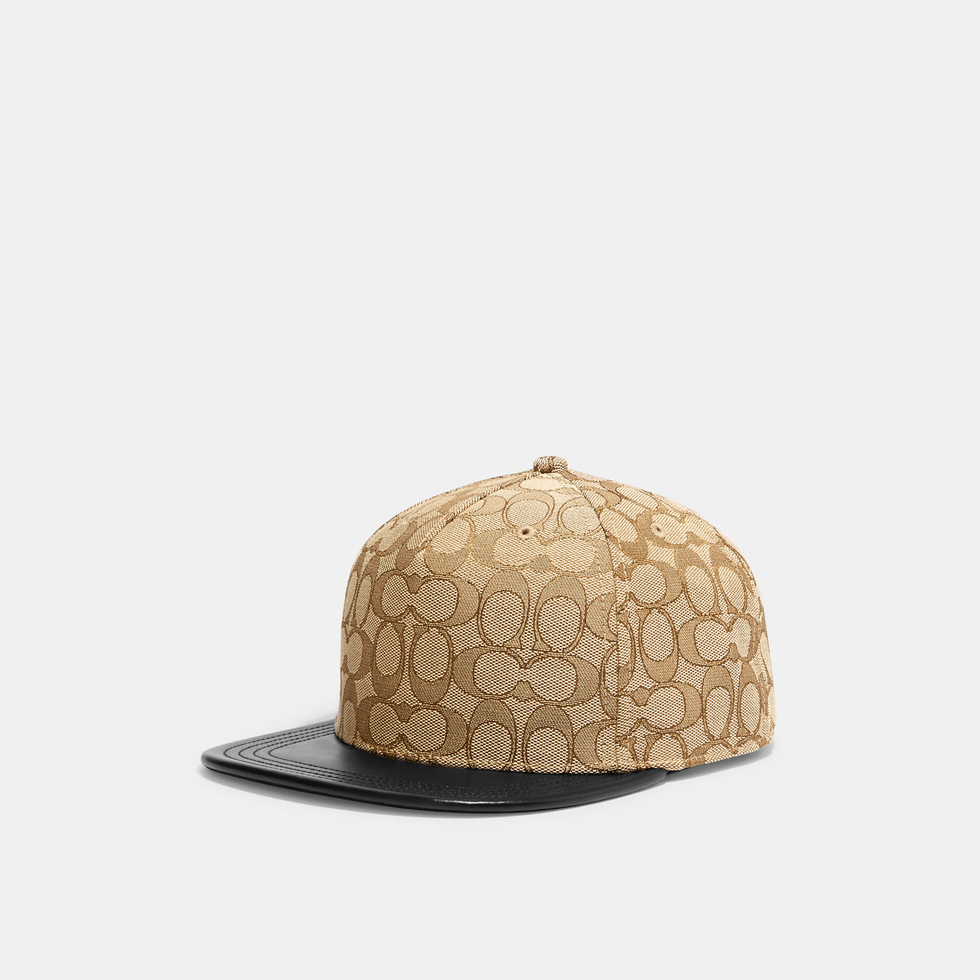 Shop Coach Outlet Signature Jacquard Flat Brim Hat In Beige