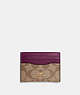 COACH®,SLIM ID CARD CASE IN SIGNATURE CANVAS,pvc,Gold/Khaki/Deep Berry,Front View