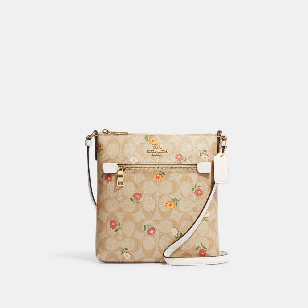 COACH® Mini Rowan File Bag In Signature Canvas With Nostalgic Ditsy Print