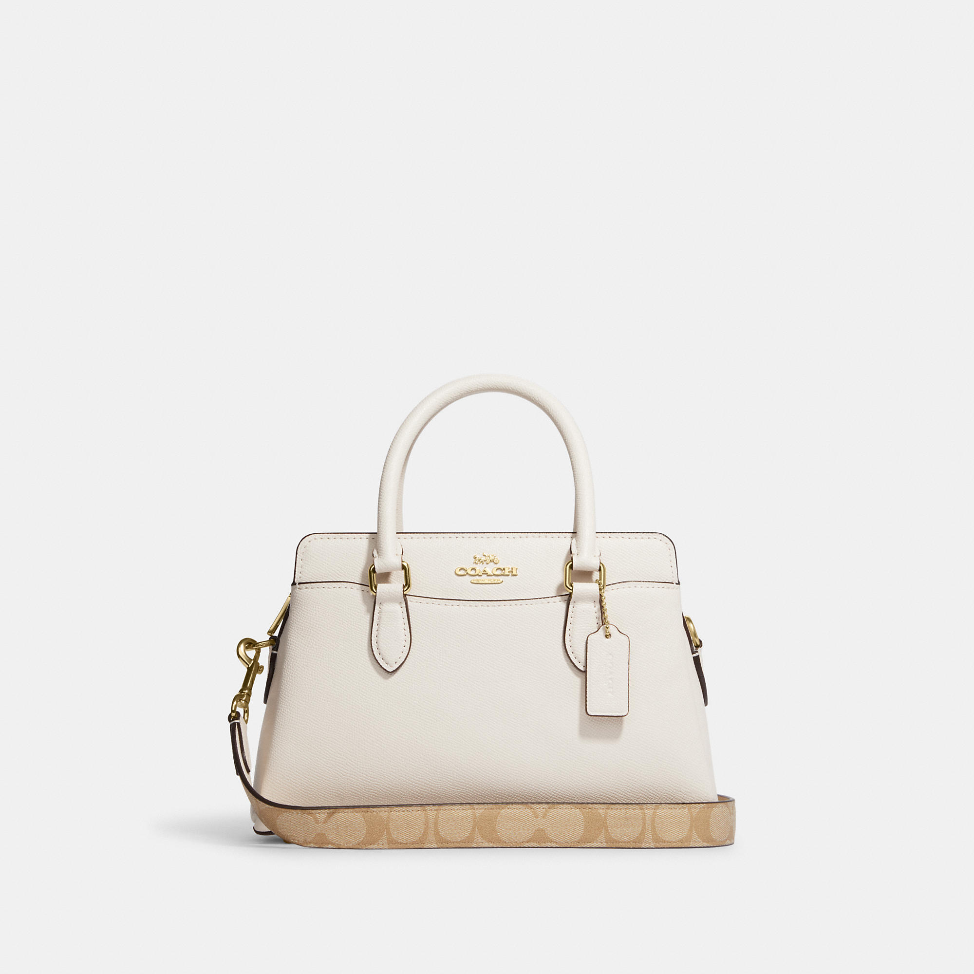 Coach Outlet Mini Darcie Carryall With Signature Canvas Detail In Gold