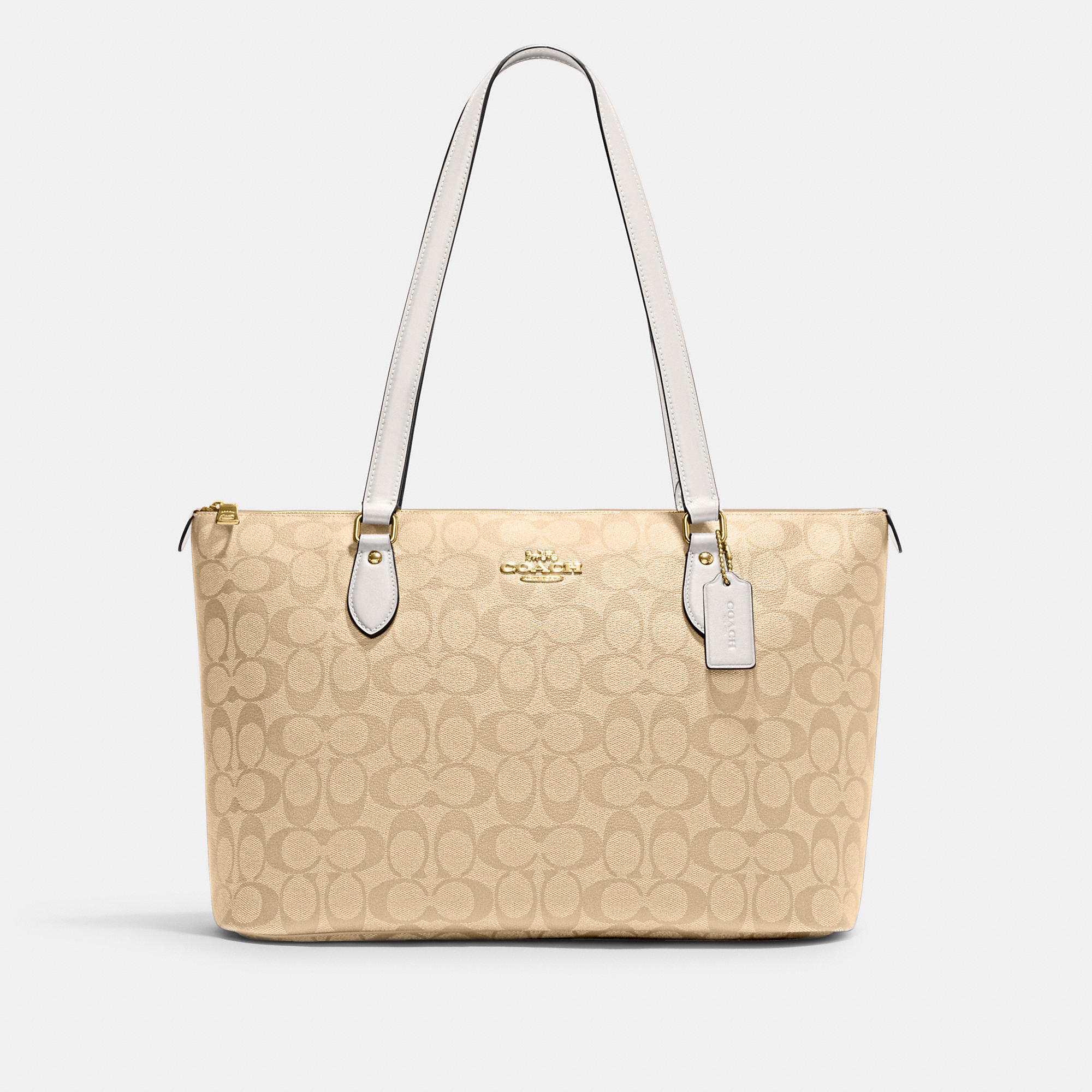 Coach Outlet Gallery Tote In Signature Canvas In Beige