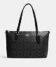 COACH®,GALLERY TOTE IN SIGNATURE CANVAS,pvc,Large,Everyday,Silver/Graphite/Black,Front View