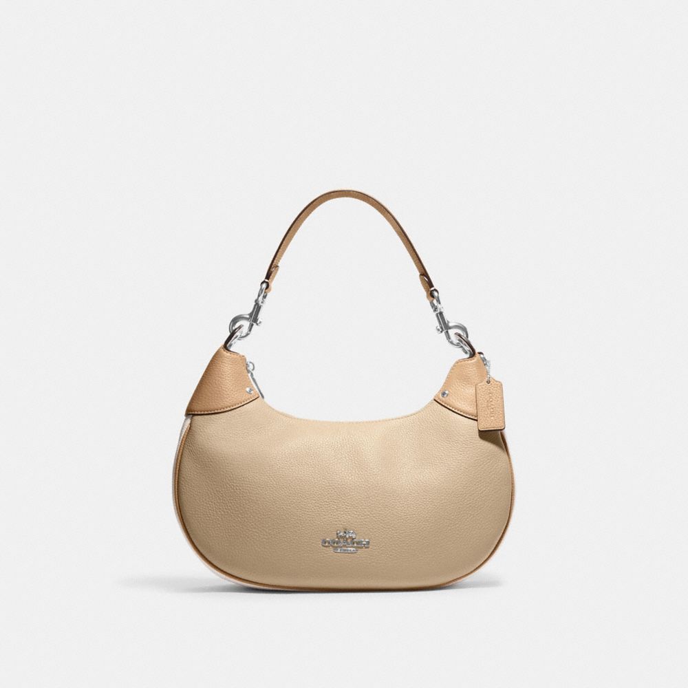 Coach CA173 Teri Shoulder Bag In Colorblock IN Silver Sandy Beige