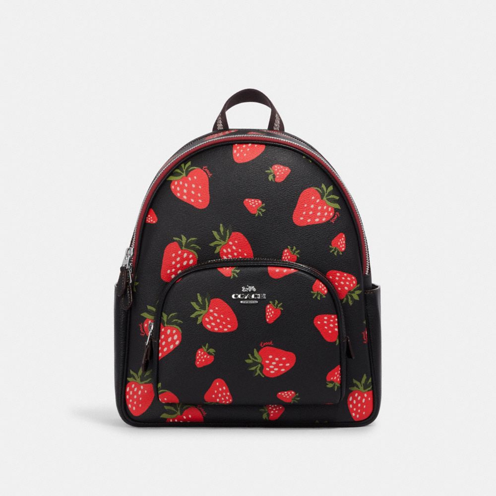 COACH® | Court Backpack With Wild Strawberry Print