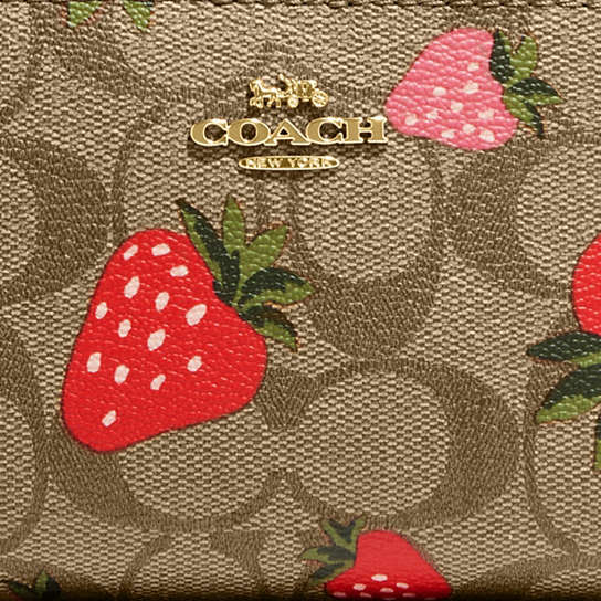 Coach Snap Wallet In Signature Canvas With Wild Strawberry Print www ...
