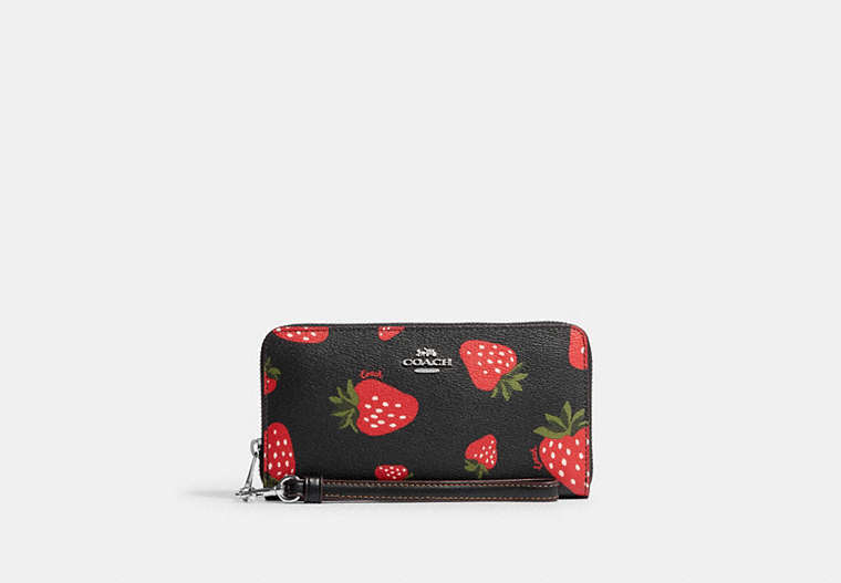 Long Zip Around Wallet With Wild Strawberry Print