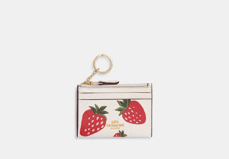 Mini Skinny Id Case With Wild Strawberry Print