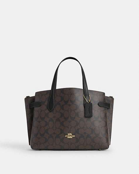 COACH®,HANNA CARRYALL IN SIGNATURE CANVAS,Gold/Brown Black,Front View