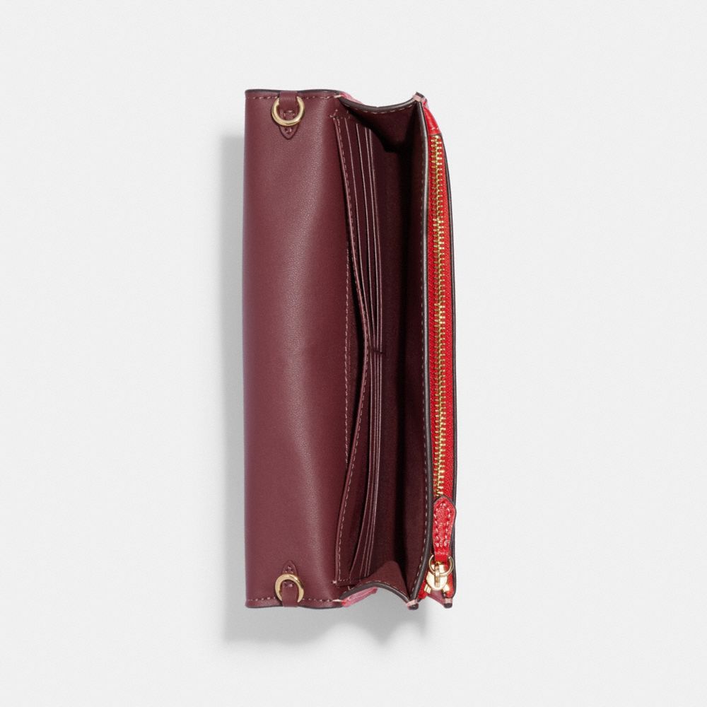 COACH®,Anna Foldover Clutch Crossbody In Signature Canvas With Strawberry,,Inside View,Top View