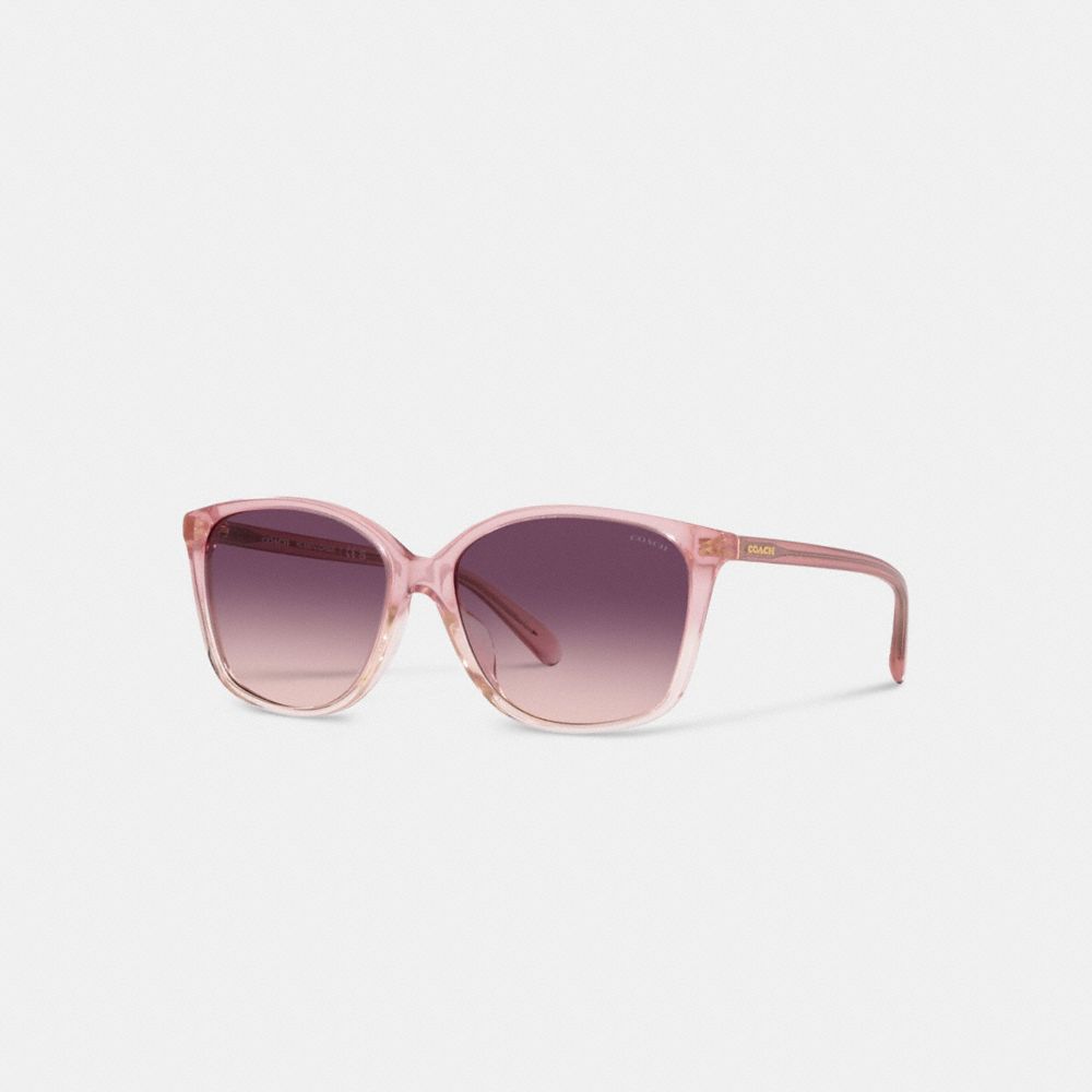 Coach Embedded Wire Square Sunglasses In Transparent Pink Gradient