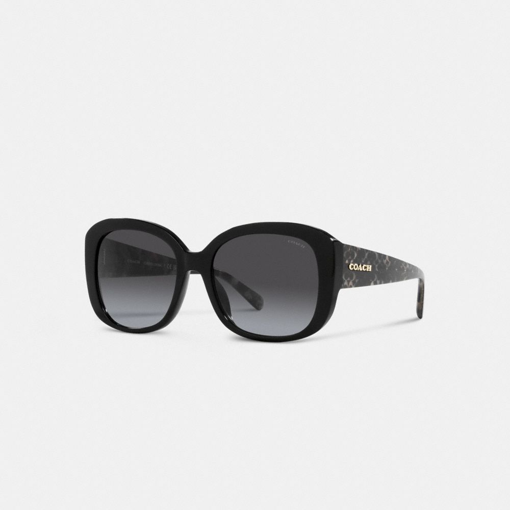 Coach Signature Oversized Square Sunglasses In Black /black Signature