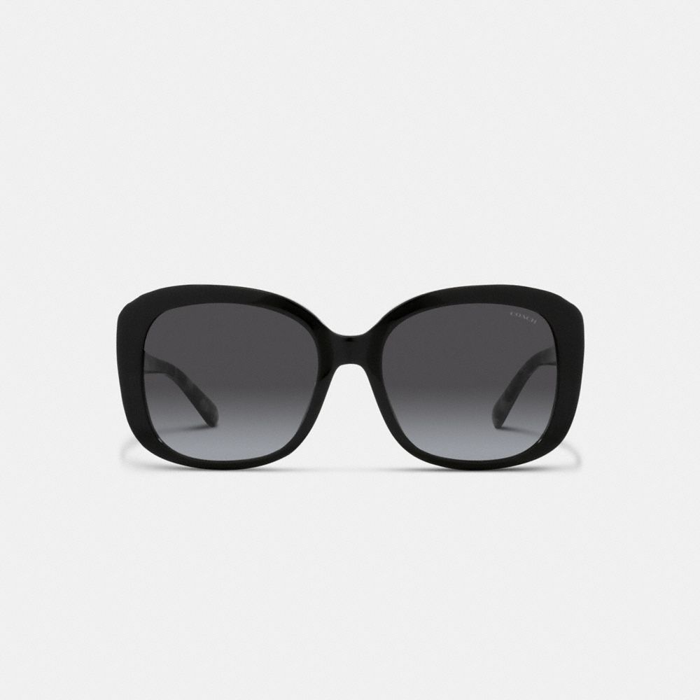 Shop Coach Signature Oversized Square Sunglasses In Black /black Signature