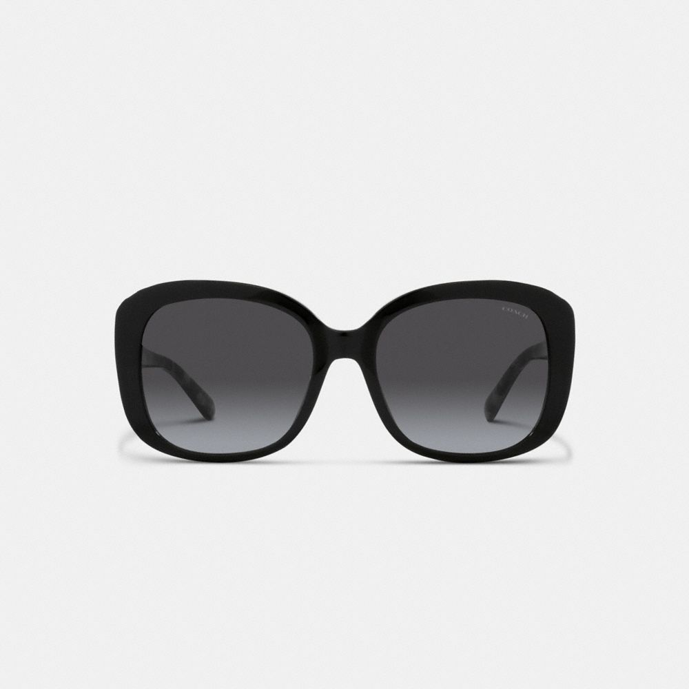 Coach Signature Oversized Square Sunglasses In Black /black Signature