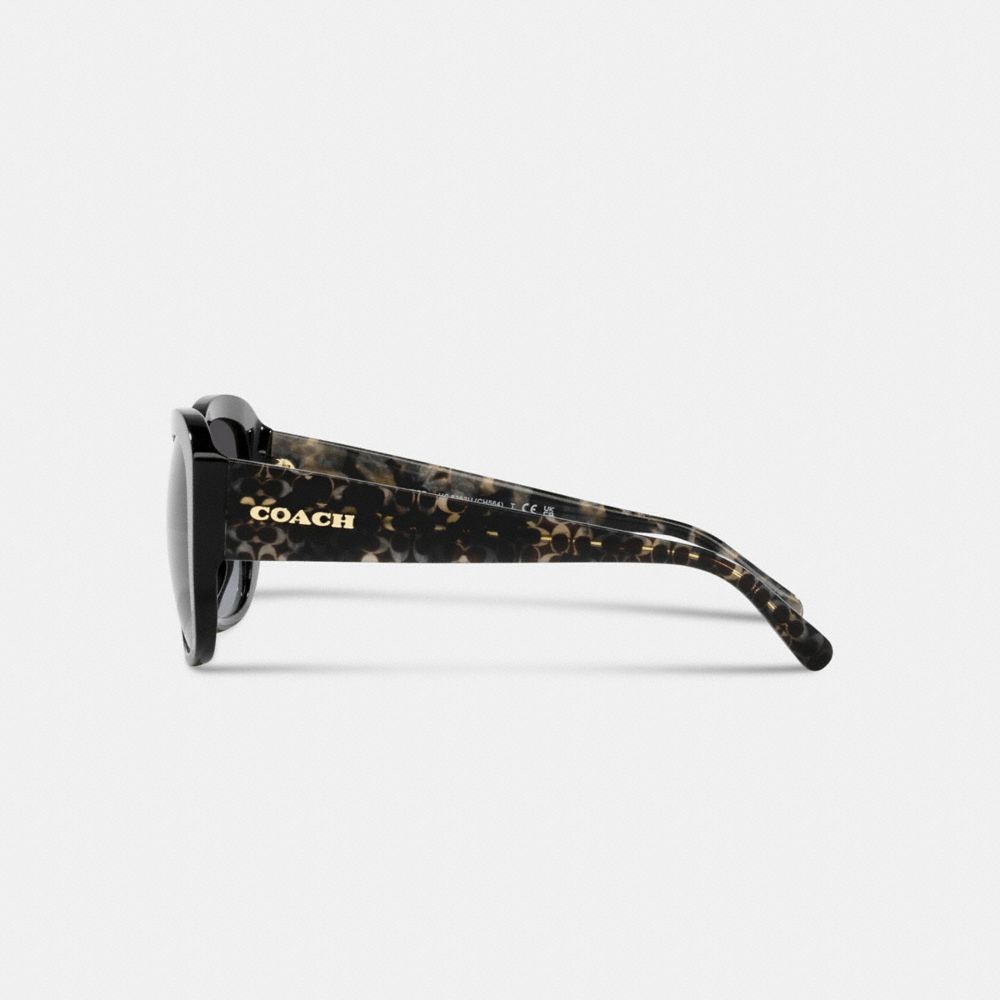 Coach Signature Oversized Square Sunglasses In Black /black Signature