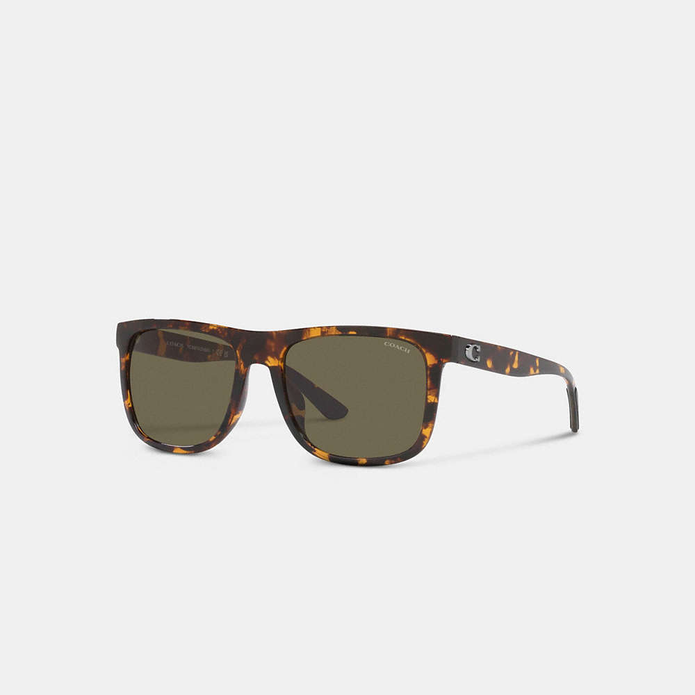 Coach Beveled Signature Flat Top Square Sunglasses In Color<lsn_delimiter>dark Tortoise