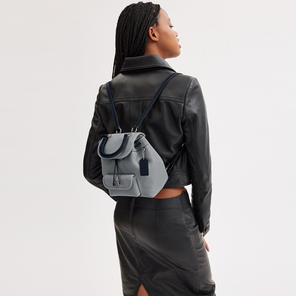 Shop Coach Riya Backpack 21 In Colorblock In Silver/grey Blue Multi