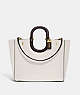 COACH®,RAE TOTE IN COLORBLOCK,Glovetanned Leather,Large,Brass/Chalk Multi,Front View