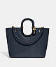 COACH®,RAE TOTE IN COLORBLOCK,Glovetanned Leather,Large,Brass/Dark Denim Multi,Front View