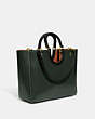 COACH®,RAE TOTE IN COLORBLOCK,Glovetanned Leather,Large,Brass/Amazon Green Multi,Angle View