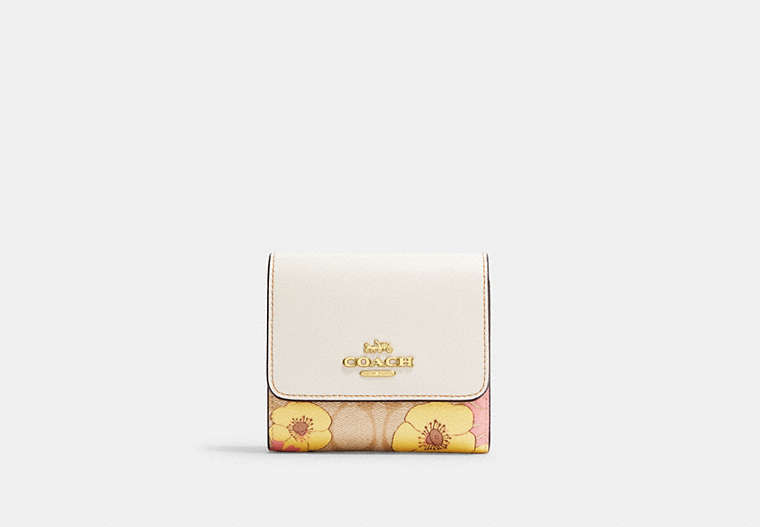 Small Trifold Wallet In Signature Canvas With Floral Cluster Print