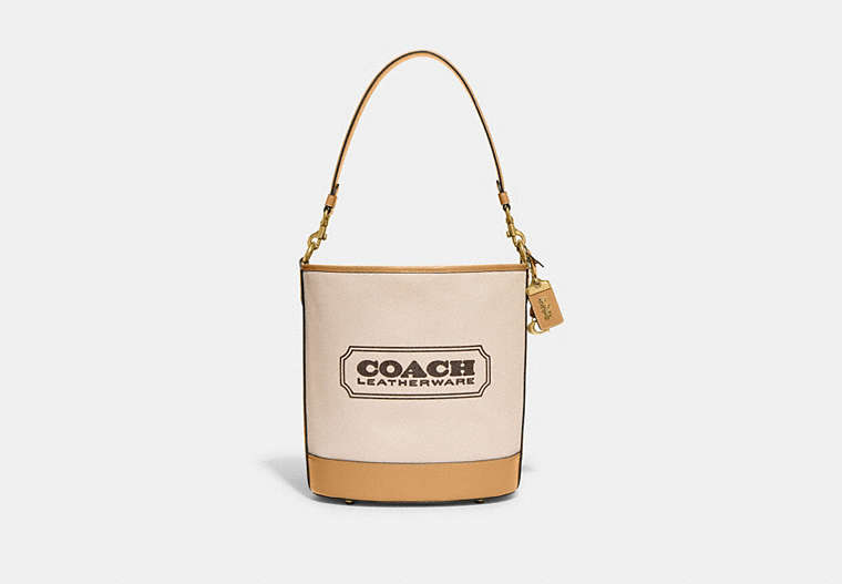 COACH®,DAKOTA BUCKET BAG,canvas,Brass/Natural Canvas/Tan,Front View