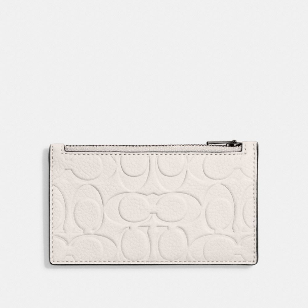 Coach Signature Pebble Leather Zippered Card Case