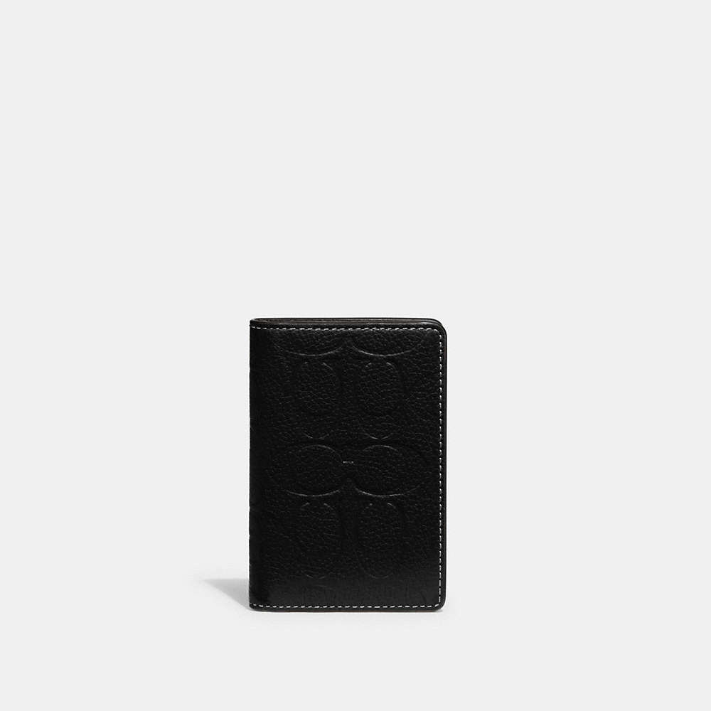 Coach Card Wallet In Signature Leather In Black