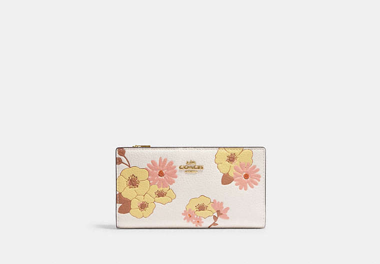 Slim Zip Wallet With Floral Cluster Print