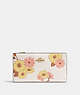 COACH®,SLIM ZIP WALLET WITH FLORAL CLUSTER PRINT,Gold/Chalk Multi,Front View