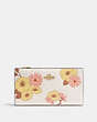 COACH®,SLIM ZIP WALLET WITH FLORAL CLUSTER PRINT,Gold/Chalk Multi,Front View