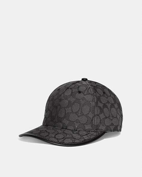 COACH®,SIGNATURE JACQUARD BASEBALL HAT,cotton,Charcoal,Front View