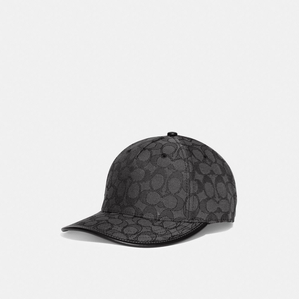 Coach Signature Jacquard Baseball Hat In Charcoal