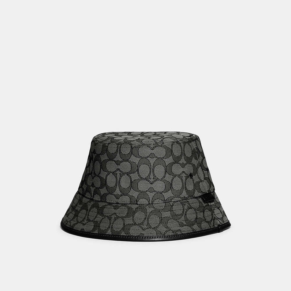 Coach Signature Jacquard Bucket Hat In Charcoal
