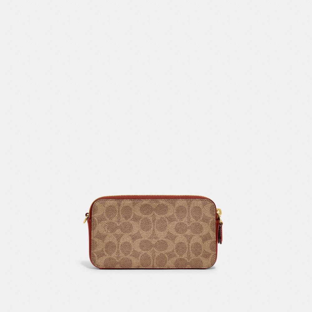 Coach Kira Crossbody In Colorblock Signature Canvas In Brass/tan/rust