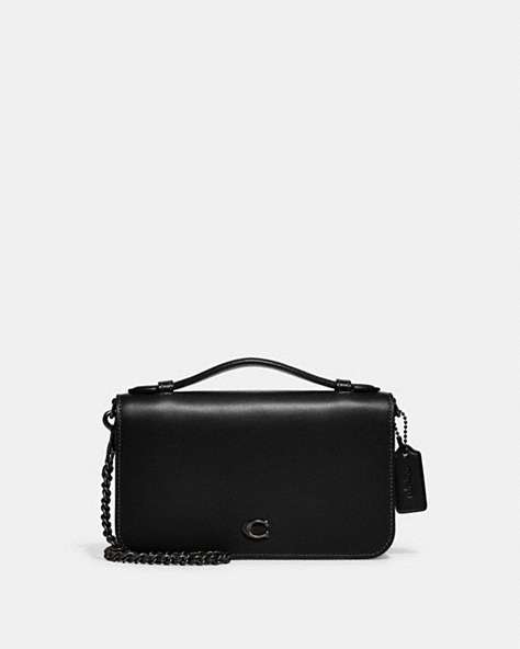 COACH®,BEA CROSSBODY,Refined Calf Leather,Mini,Pewter/Black,Front View