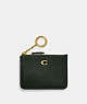 COACH®,MINI SKINNY ID CASE,Crossgrain Leather,Brass/Amazon Green,Front View
