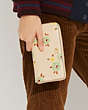 COACH®,ACCORDION ZIP WALLET WITH FLORAL PRINT,Refined Calf Leather,Mini,Floral,Brass/Ivory Multi,Detail View