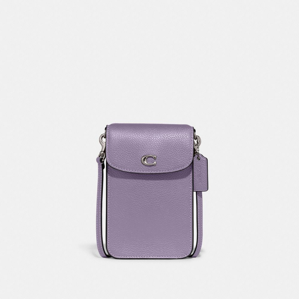 Coach Phone Crossbody In Silver/light Violet