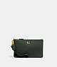 COACH®,SMALL WRISTLET,Polished Pebble Leather,Mini,Brass/Amazon Green,Front View