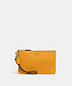 COACH®,SMALL WRISTLET,Polished Pebble Leather,Mini,Brass/Buttercup,Front View