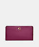 COACH®,SKINNY WALLET,Refined Calf Leather,Mini,Brass/Deep Plum,Front View