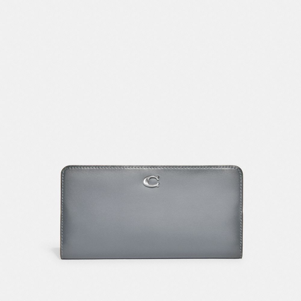 Coach Skinny Wallet In Silver/grey Blue