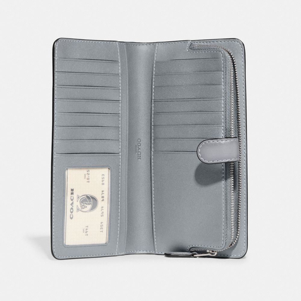 Shop Coach Skinny Wallet In Silver/grey Blue