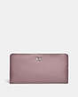 COACH®,SKINNY WALLET,Refined Calf Leather,Mini,Silver/Faded Purple,Front View