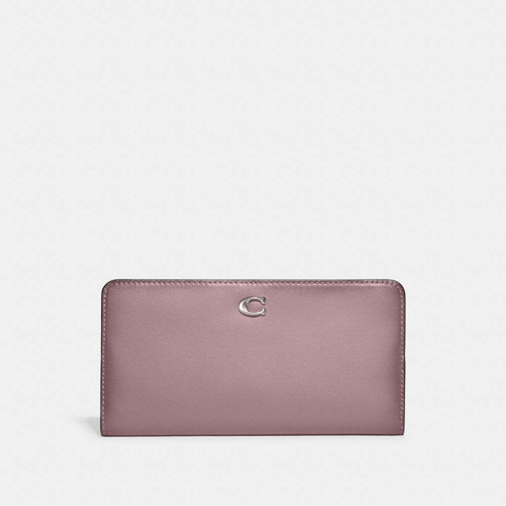 Coach Skinny Wallet In Silver/faded Purple