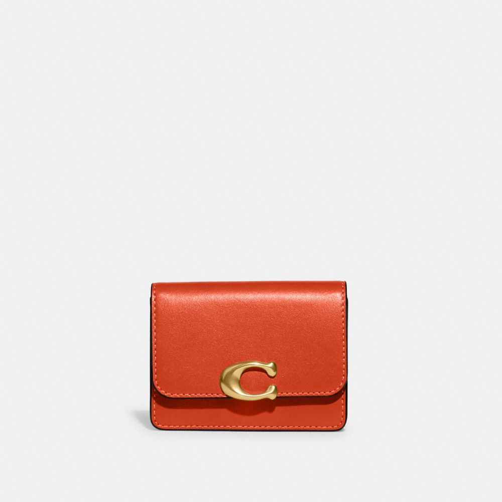 Coach Bandit Card Case In Brass/sun Orange