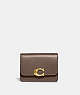 COACH®,BANDIT CARD CASE,Refined Calf Leather,Mini,Brass/Dark Stone,Front View