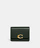 COACH®,BANDIT CARD CASE,Refined Calf Leather,Mini,Brass/Amazon Green,Front View